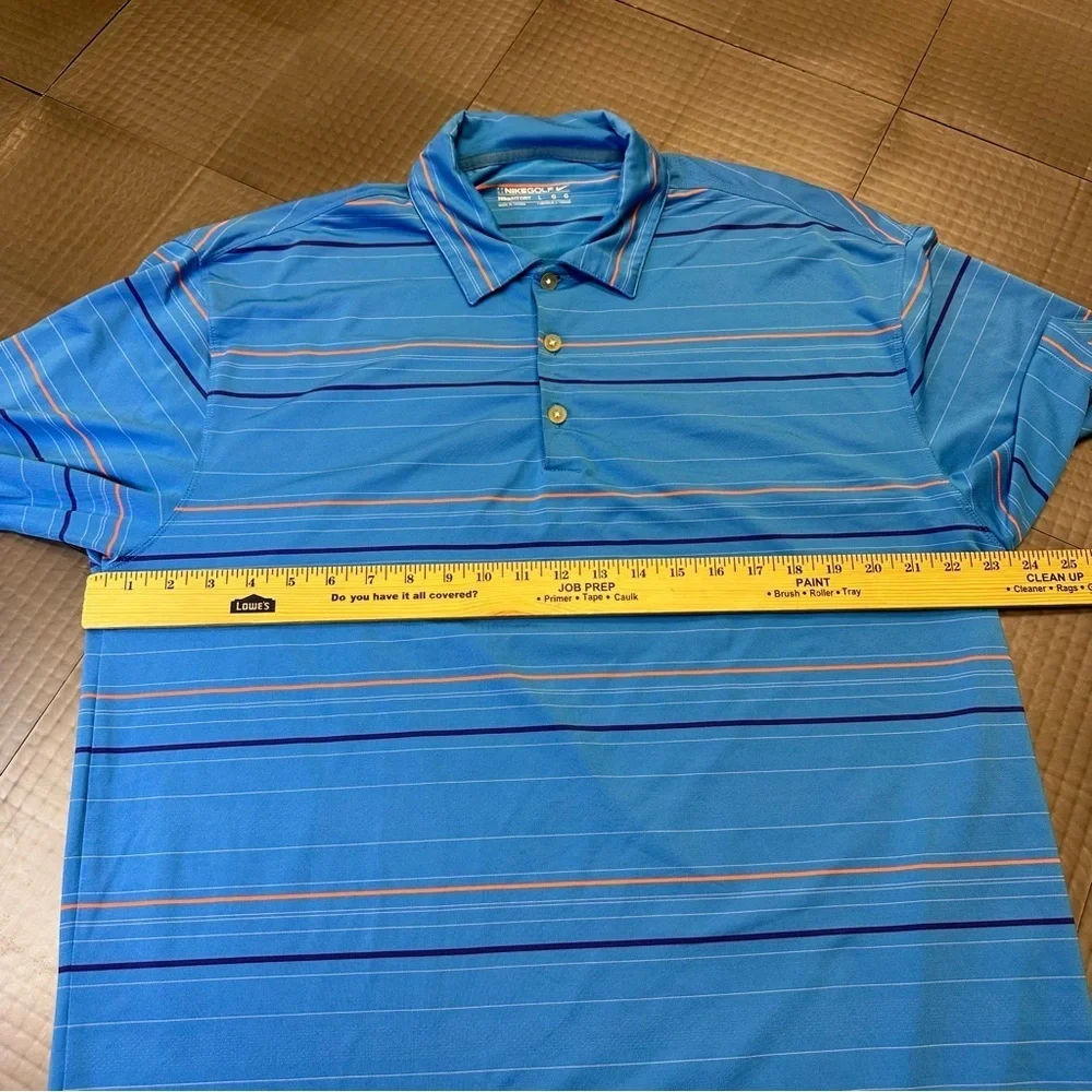 NIKE GOLF MENS BLUE STRIPE DRI FIT SIZE LARGE POLO SHIRT